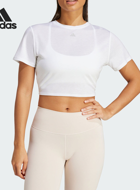 Adidas/阿迪达斯官方正品YGA ST WRAP 女士瑜伽运动短袖T恤IS9001
