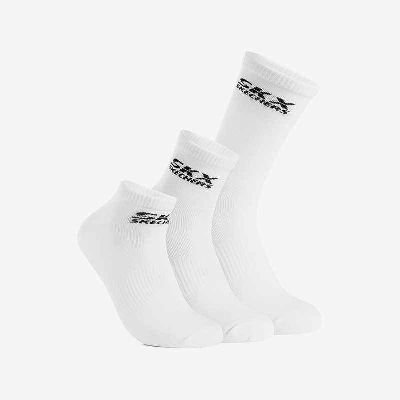 Skechers/斯凯奇正品新款男女同款短中筒混装运动袜子三双装