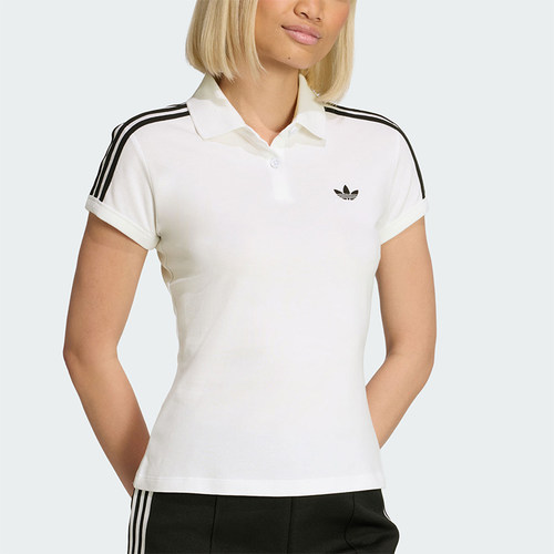 Adidas/阿迪达斯正品三叶草女士修身三条纹亲肤时尚POLO衫KD3697