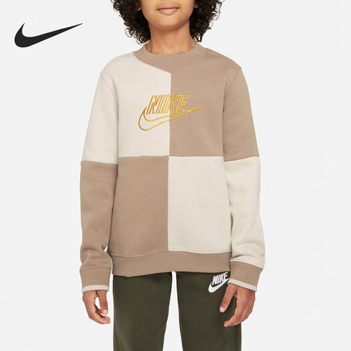 Nike/耐克正品秋季新款大童运动拼接加绒针织卫衣DQ8819-247