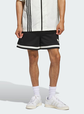 Adidas/阿迪达斯正品三叶草男女网眼透气休闲运动梭织短裤JD5198