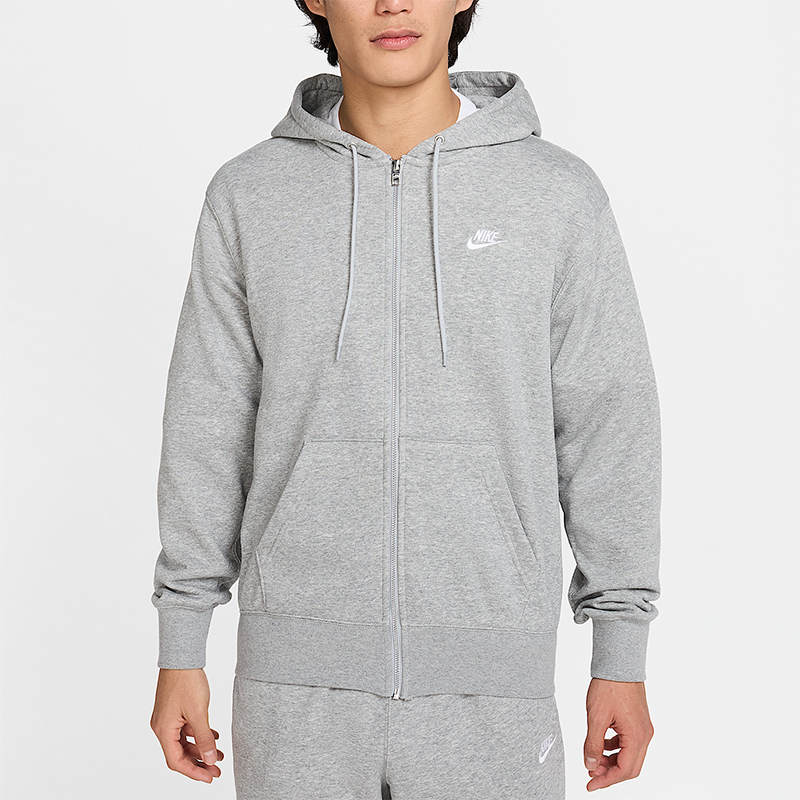 Nike/耐克正品Club 男士全长拉链针织透气连帽外套FN3885-063