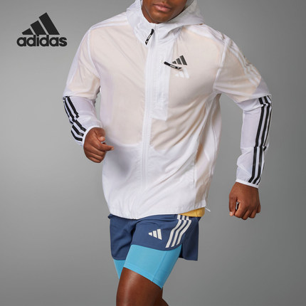 Adidas/阿迪达斯正品跑步运动男士修身连帽夹克外套IQ3845