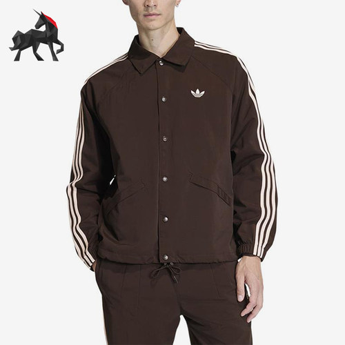 Adidas/阿迪达斯正品三叶草新款男棕色宽松夹克外套KE3595