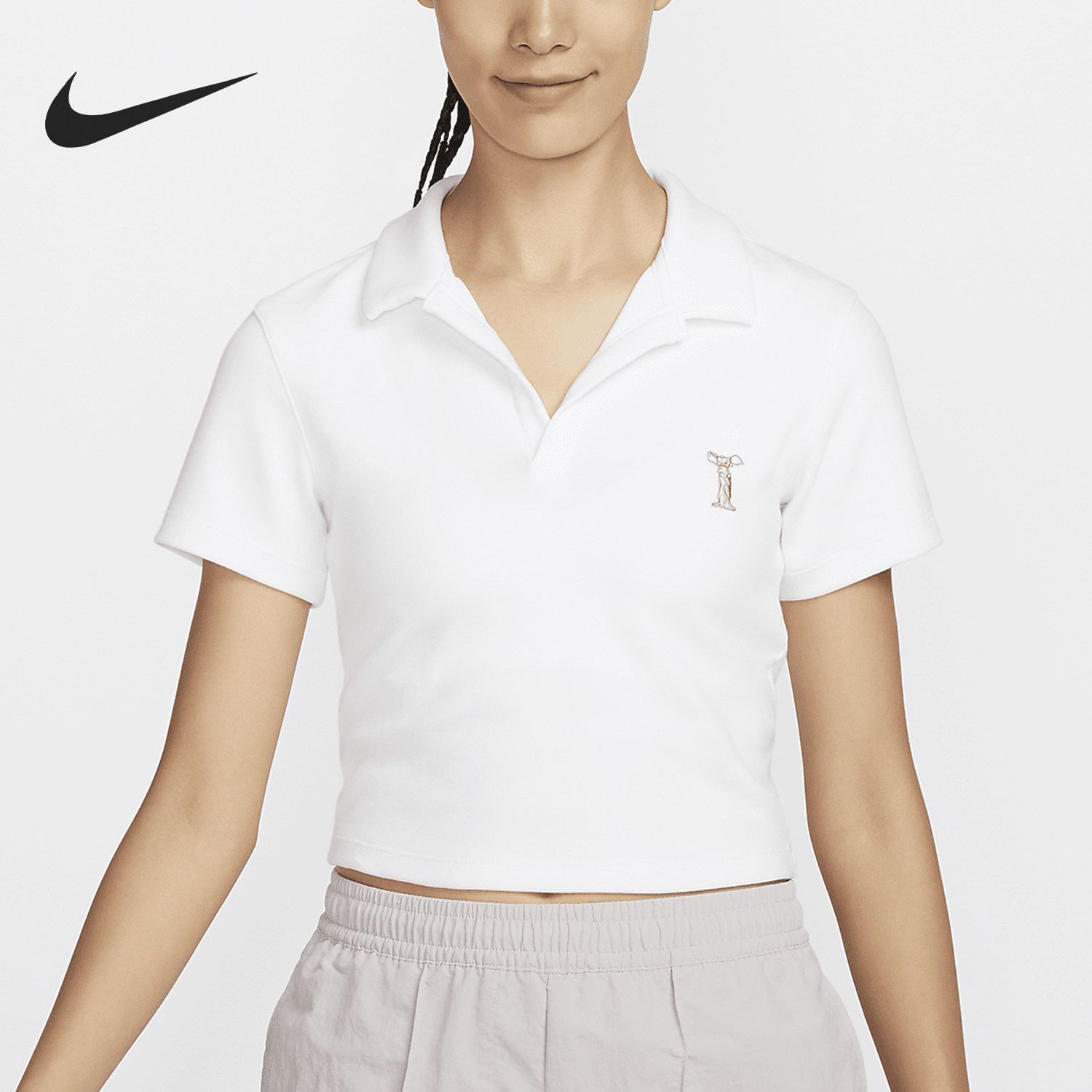 Nike/耐克官方正品当季新款女士柔软针织休闲运动短袖HJ6852-100,运动服/休闲服装,运动T恤,淘宝优惠券,粉丝福利购,淘宝优惠卷