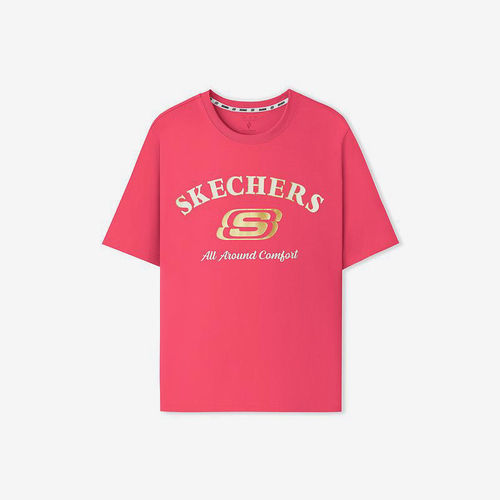 Skechers/斯凯奇正品夏季款男女同款印花针织短袖T恤衫L225U122