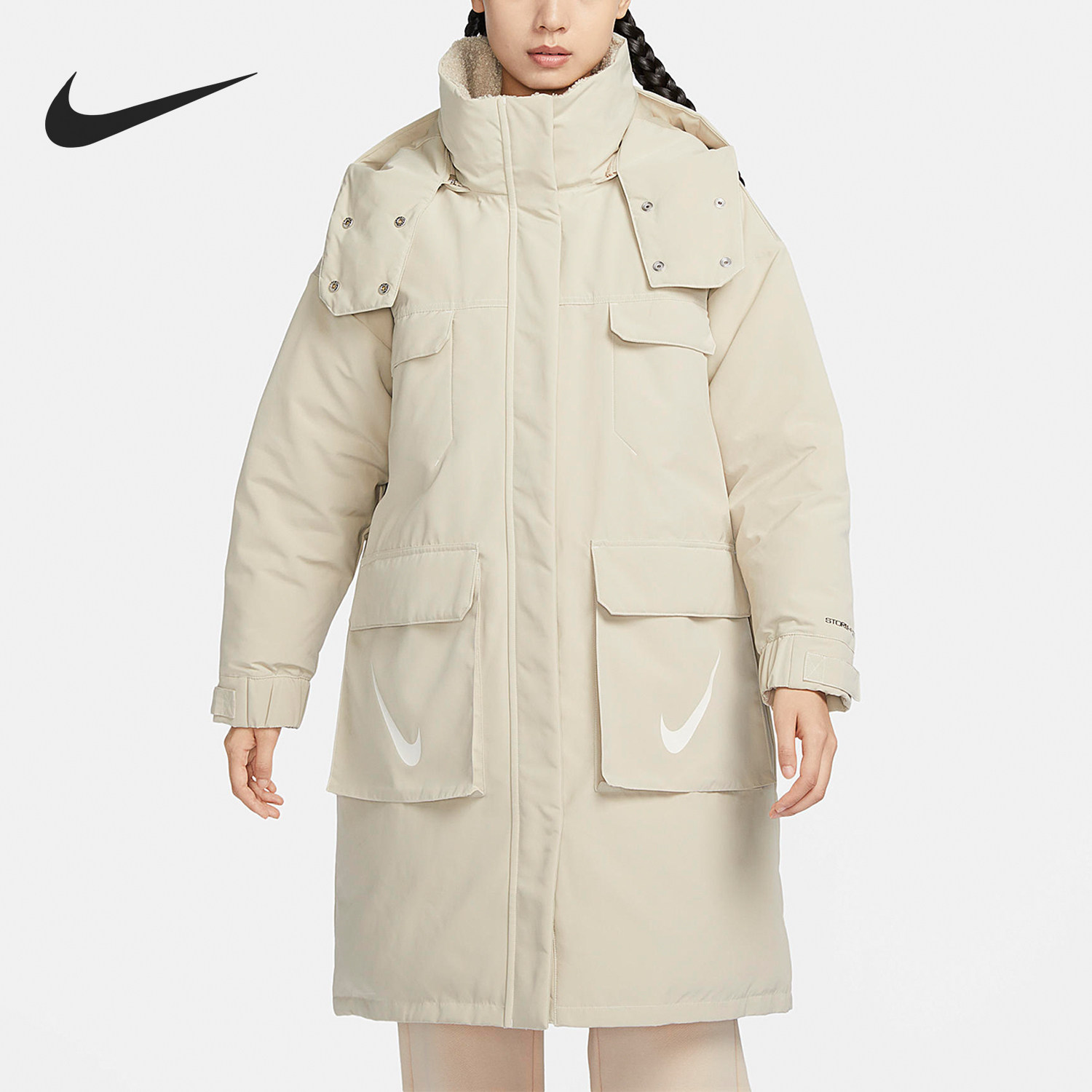 Nike/耐克官方正品冬季新款女士保暖中长款连帽羽绒服FV8167-206