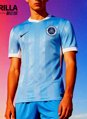 Nike/耐克正品Dri-FIT新款男蓝白色轻盈经典足球短袖IQ0592-412