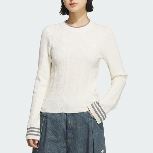 Adidas/阿迪达斯正品三叶草女士运动圆领保暖长袖针织衫KS5965