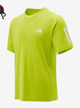 Adidas/阿迪达斯正品新款男荧光绿白色圆领套头经典短袖T恤KU8728