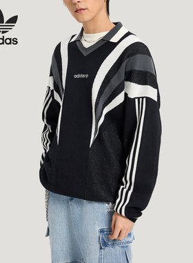 Adidas/阿迪达斯官方正品三叶草男士针织运动宽松套头毛衣KW2018