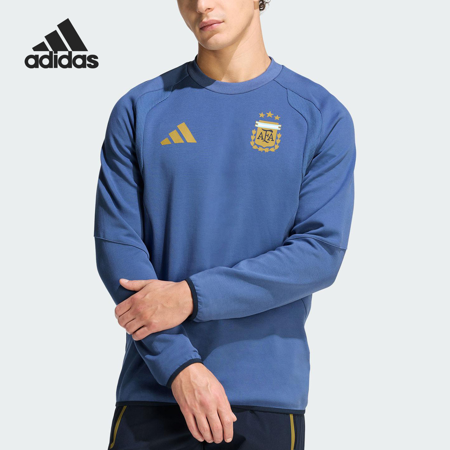 Adidas/阿迪达斯正品2025冬季款男士日常圆领套头足球卫衣JZ6315