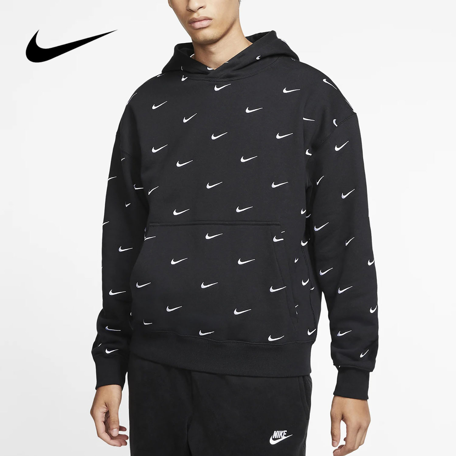 Nike/耐克正品当季新款男子刺绣LOGO串标休闲连帽套头衫 CJ8907