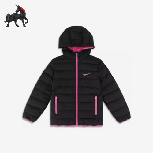 Nike/耐克正品连帽拉链棉服新款儿童黑粉色经典棉服HA5034-023