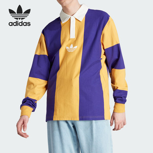 T恤IJ5956 三叶草男女拼接色POLO运动长袖 Adidas 阿迪达斯官方正品