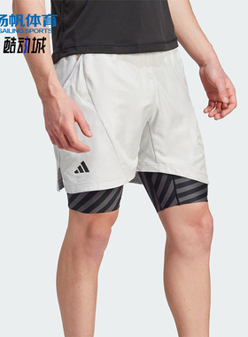 Adidas/阿迪达斯正品AeroreadyTwo-In-OnePro网球经典短裤IU3204