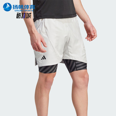 Adidas/阿迪达斯正品AeroreadyTwo-In-OnePro网球经典短裤IU3204
