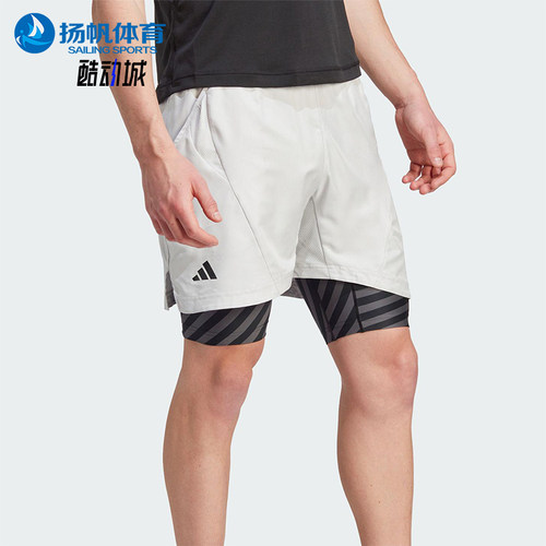 Adidas/阿迪达斯正品AeroreadyTwo-In-OnePro网球经典短裤IU3204