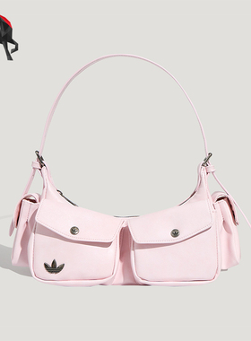 Adidas/阿迪达斯正品三叶草新款女粉色出行经典复古斜挎包KW4749