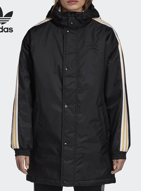 Adidas/阿迪达斯正品三叶草女子复古可拆连帽保暖棉服外套DH4567