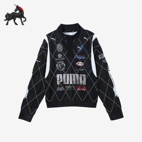 Puma/彪马正品春秋款男女立领宽松条纹运动休闲时尚卫衣631126-01
