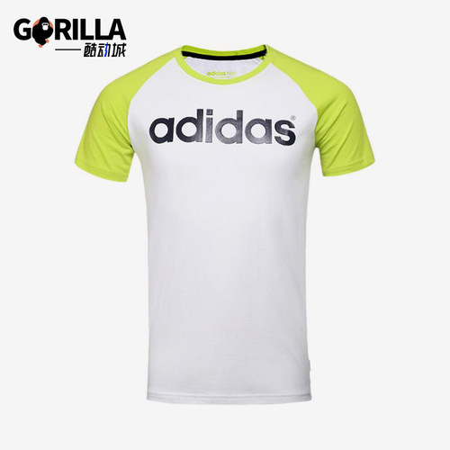 Adidas/阿迪达斯正品男士字母印花圆领插肩套头短袖T恤AK0965