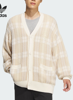 Adidas/阿迪达斯官方正品三叶草男士针织保暖条纹休闲外套JC6846