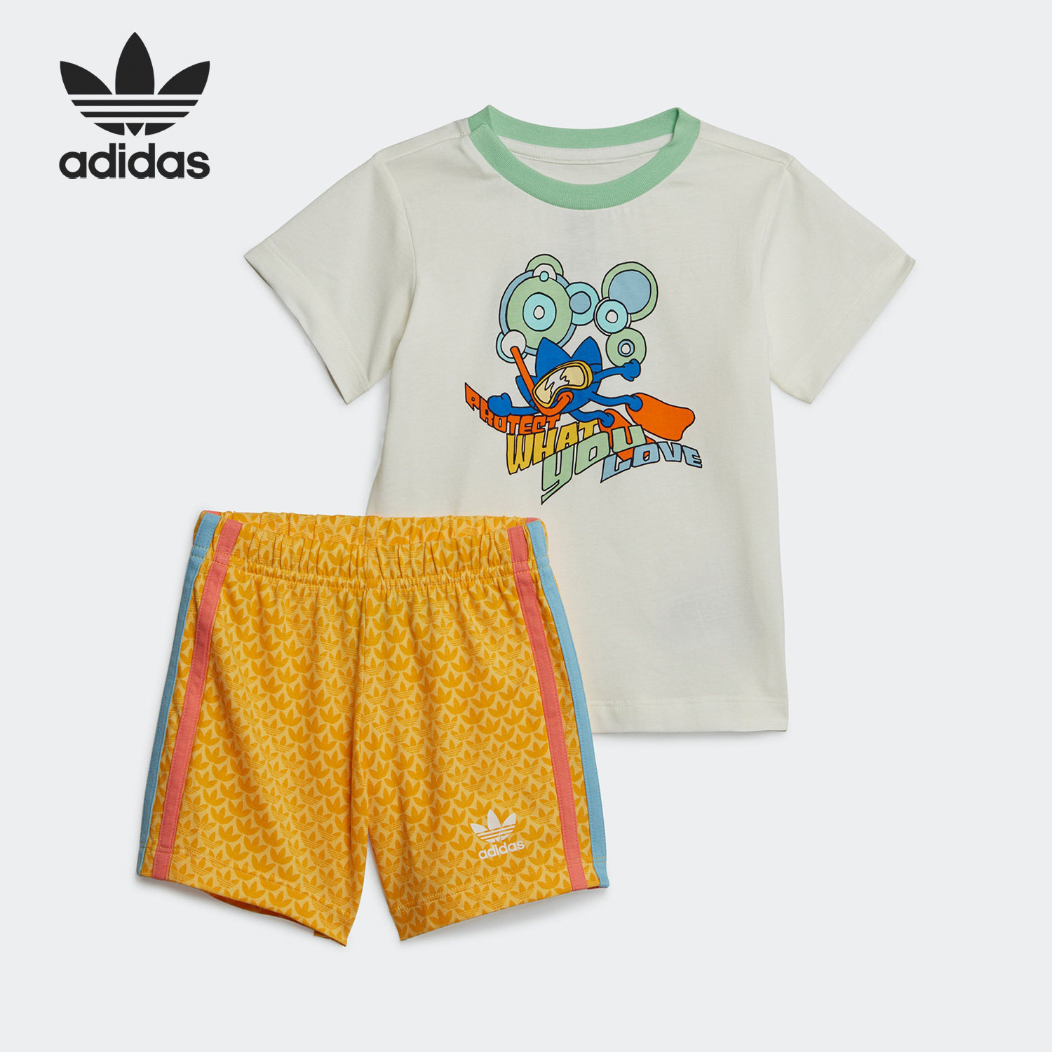 Adidas/阿迪达斯正品三叶草夏季新款婴童短袖运动套装IB8614,童装/婴儿装/亲子装,套装,淘宝优惠券,粉丝福利购,淘宝优惠卷