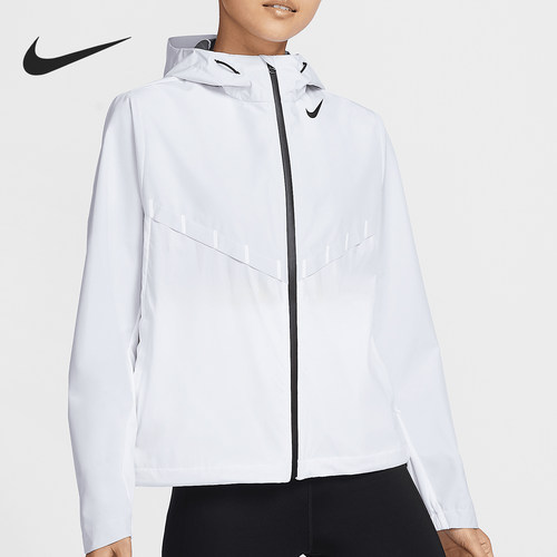 耐克女士连帽拒水短款跑步外套