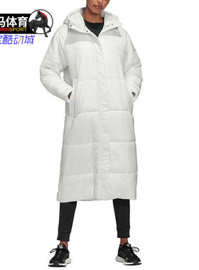 Adidas/阿迪达斯正品女子运动休闲连帽长款保暖棉衣 EK4814