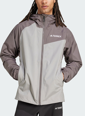 Adidas/阿迪达斯正品26夏男士.户外拼接宽松连帽冲锋衣JN8809