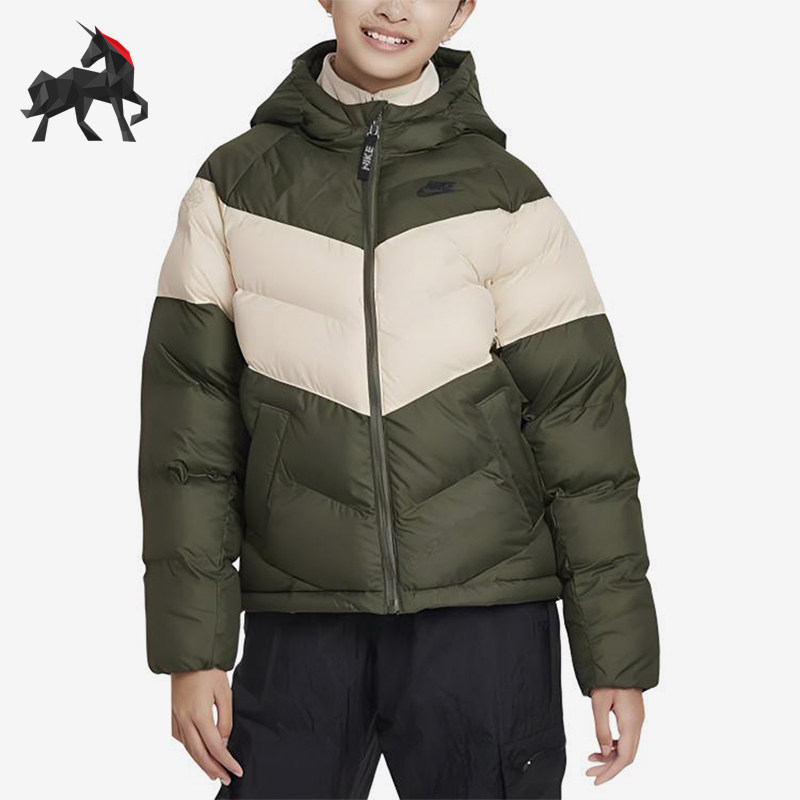 Nike/耐克正品2025年新款儿童军绿米白色透气棉服FN7730-326