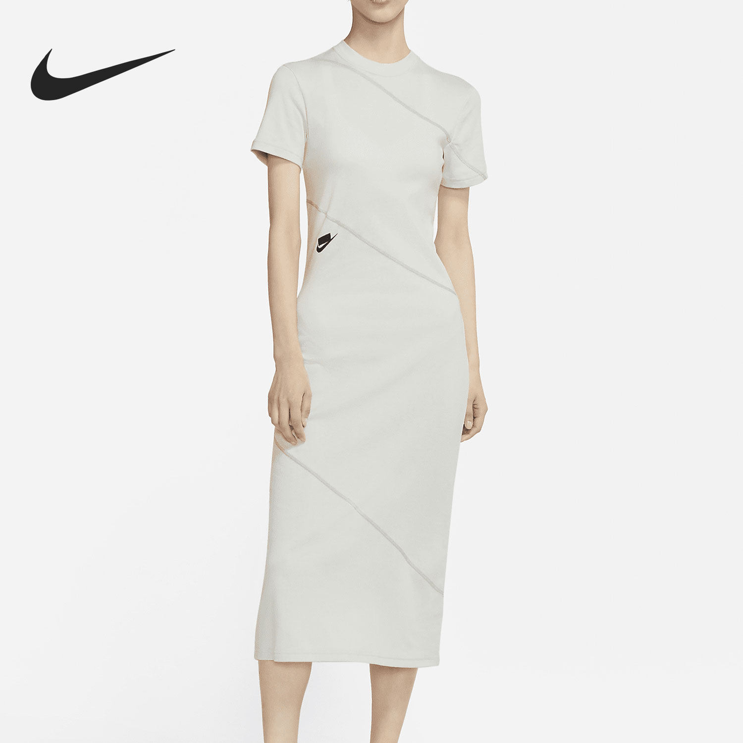 Nike/耐克正品夏季新款女子圆领短袖休闲长款连衣裙潮CZ9355-034