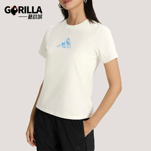 Adidas/阿迪达斯正品夏季女士圆领针织经典休闲轻质短袖T恤KS2872