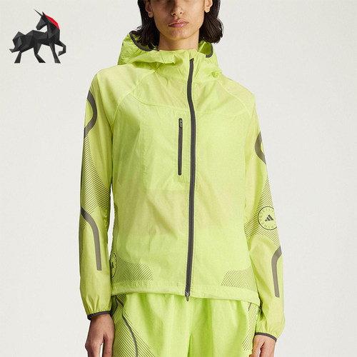 Adidas/阿迪达斯正品RUNNING JACKET女士经典连帽透气外套JJ0110