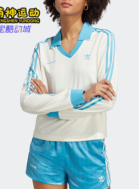 Adidas/阿迪达斯正品三叶草女士印花美式复古正肩袖T恤IN5249