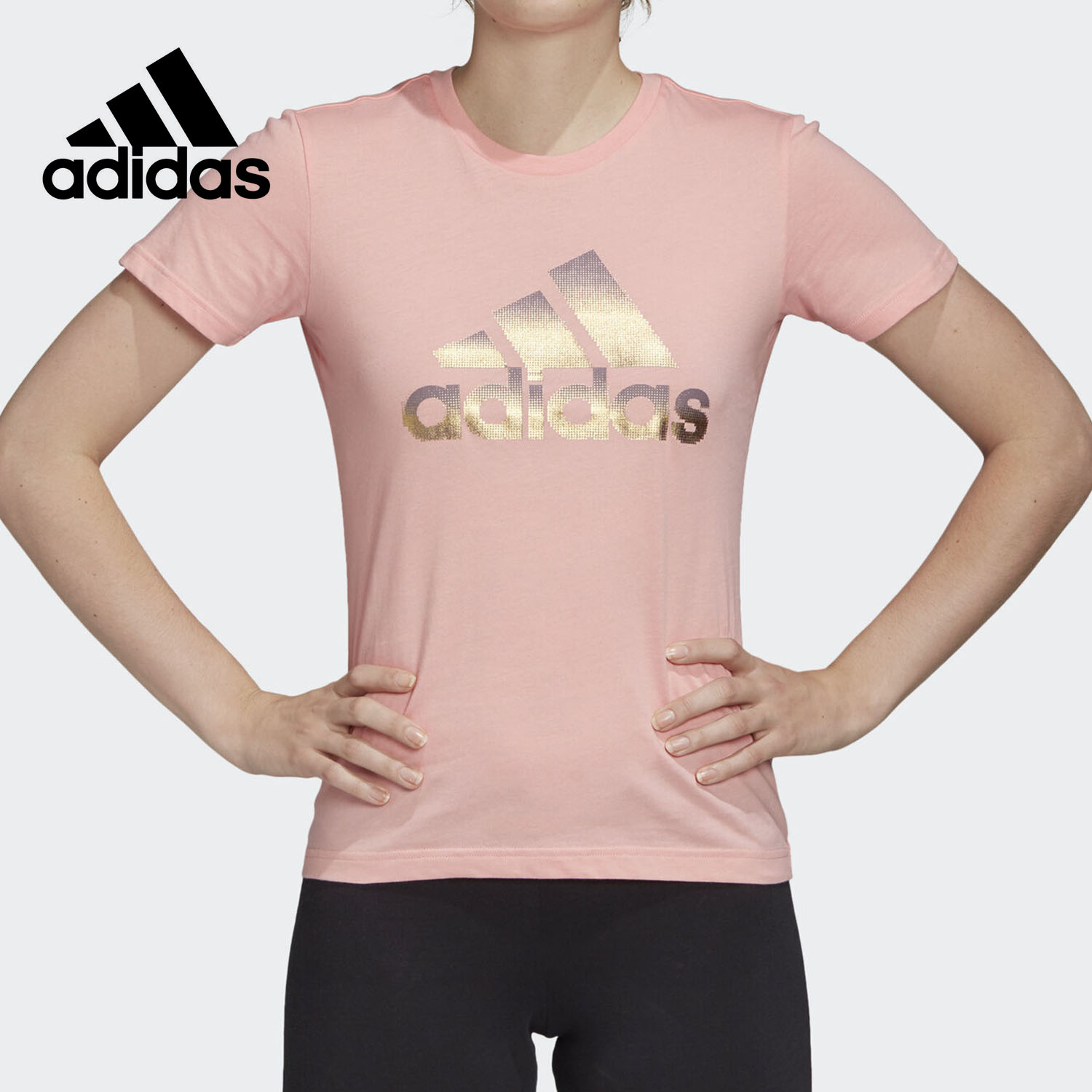 阿迪达斯女士圆领运动T恤