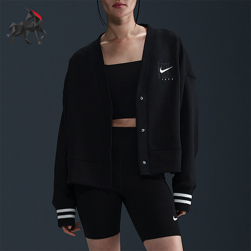 Nike/耐克正品2025秋季款女士日常V领宽松针织运动外套HJ0947-010