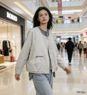 2026新款春款美式土黄色牛仔长袖外套女机车外穿高端上衣潮