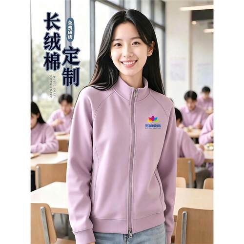 高端立领拉链卫衣定制印logo同学聚会班服教育培训企业工作服外套