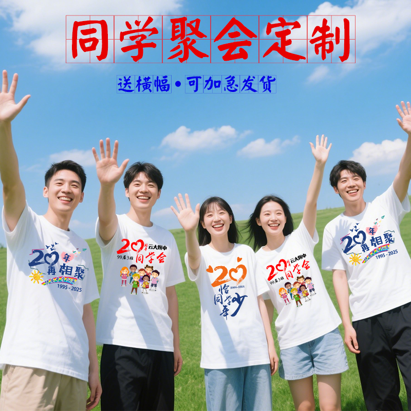 同学聚会t恤定制20年毕业纪念纯棉文化衫活动短袖服装印字图logo