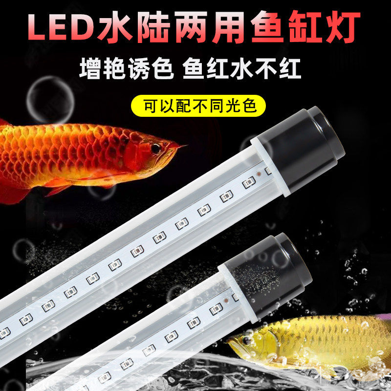 鱼缸灯增艳红龙鱼led灯照明防水鹦鹉鱼观赏灯三基增红色可潜水灯