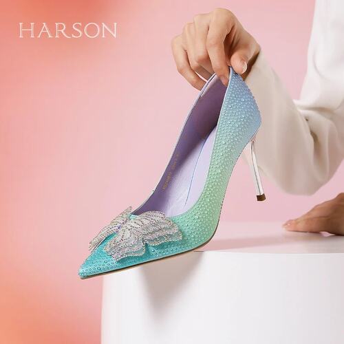 HARSON哈森24春季新品尖头细高跟婚宴晚宴女鞋HS246018