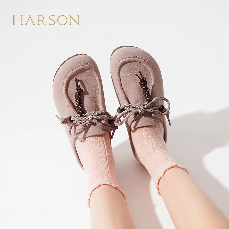 HARSON哈森25夏季新品女鞋平底勃肯舒适系带半拖鞋HM252506