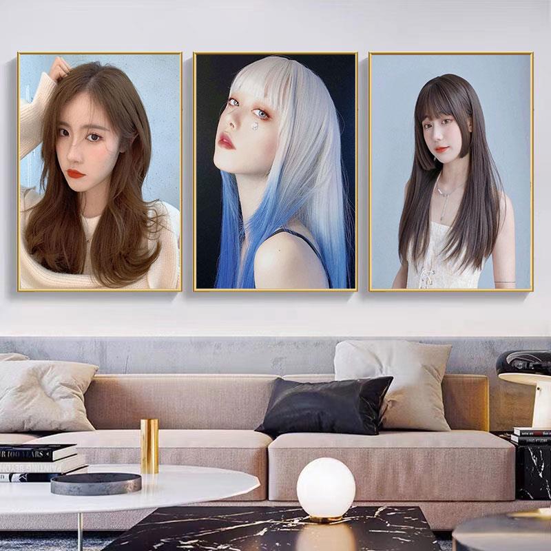 发廊美发型图潮流多图片自粘画展示理发店海报墙贴创意贴纸女士