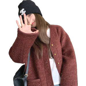 大货已出23年冬季新款加厚圈圈呢子大衣外套女267-6197P155控218图片