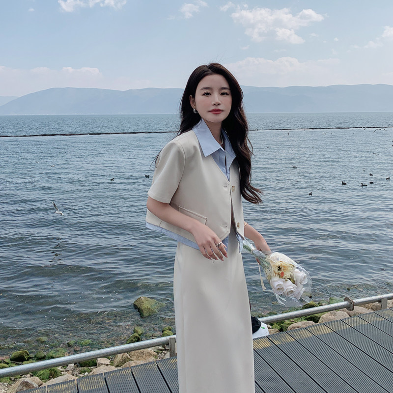 2024年夏季新款假两件上衣+半身裙267-6086P135控188,女装职业装,浙宝267