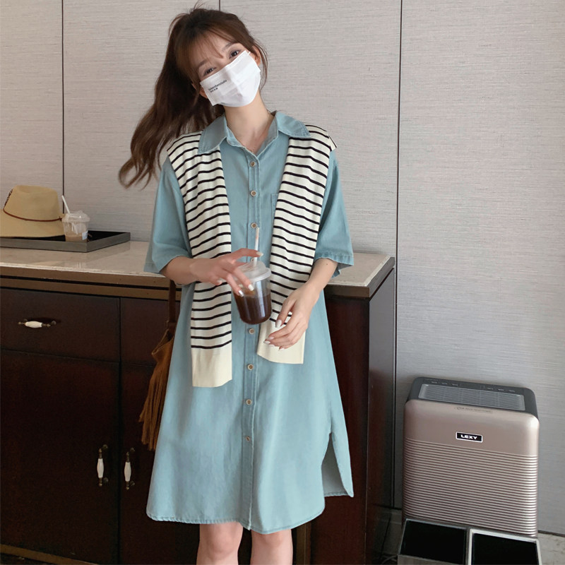 2023年夏季条纹披肩牛仔连衣裙女267-6115P115控168,女装连衣裙,浙宝267