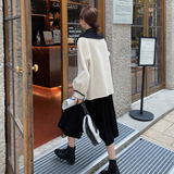 学院风白色短款毛呢外套女秋冬2024新款小个子海军领双面羊绒大衣，女装短外套，浙宝267