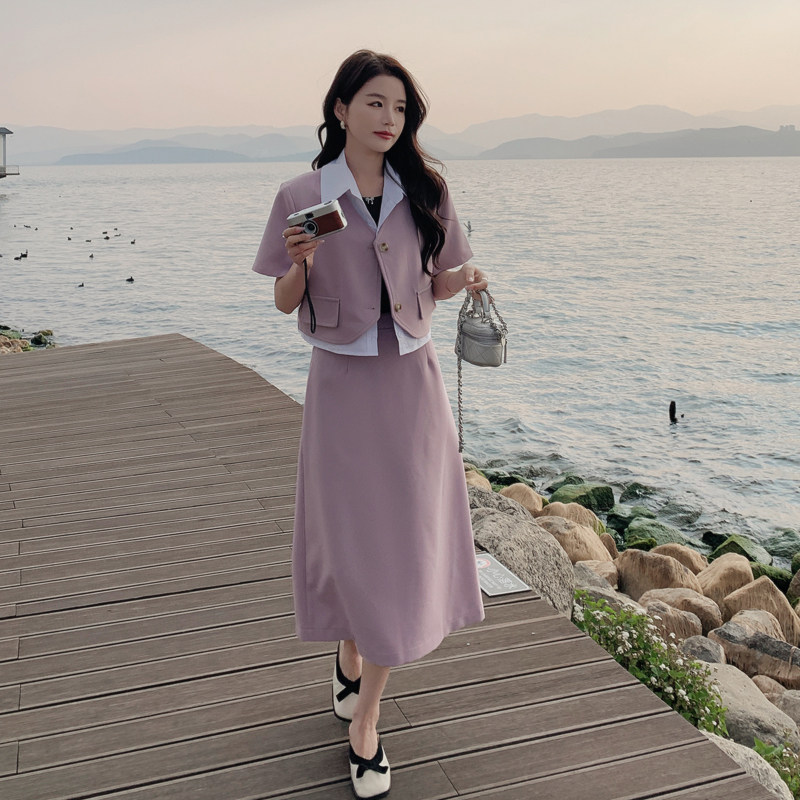 2024年夏季新款假两件上衣+半身裙267-6086P135控188,女装职业装,浙宝267